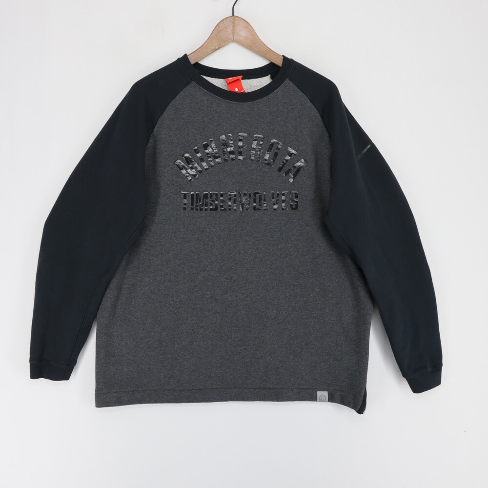 Minnesota Timberwolves Nike Sweatshirt Men XL Gray Black Heather Side Zip Raglan